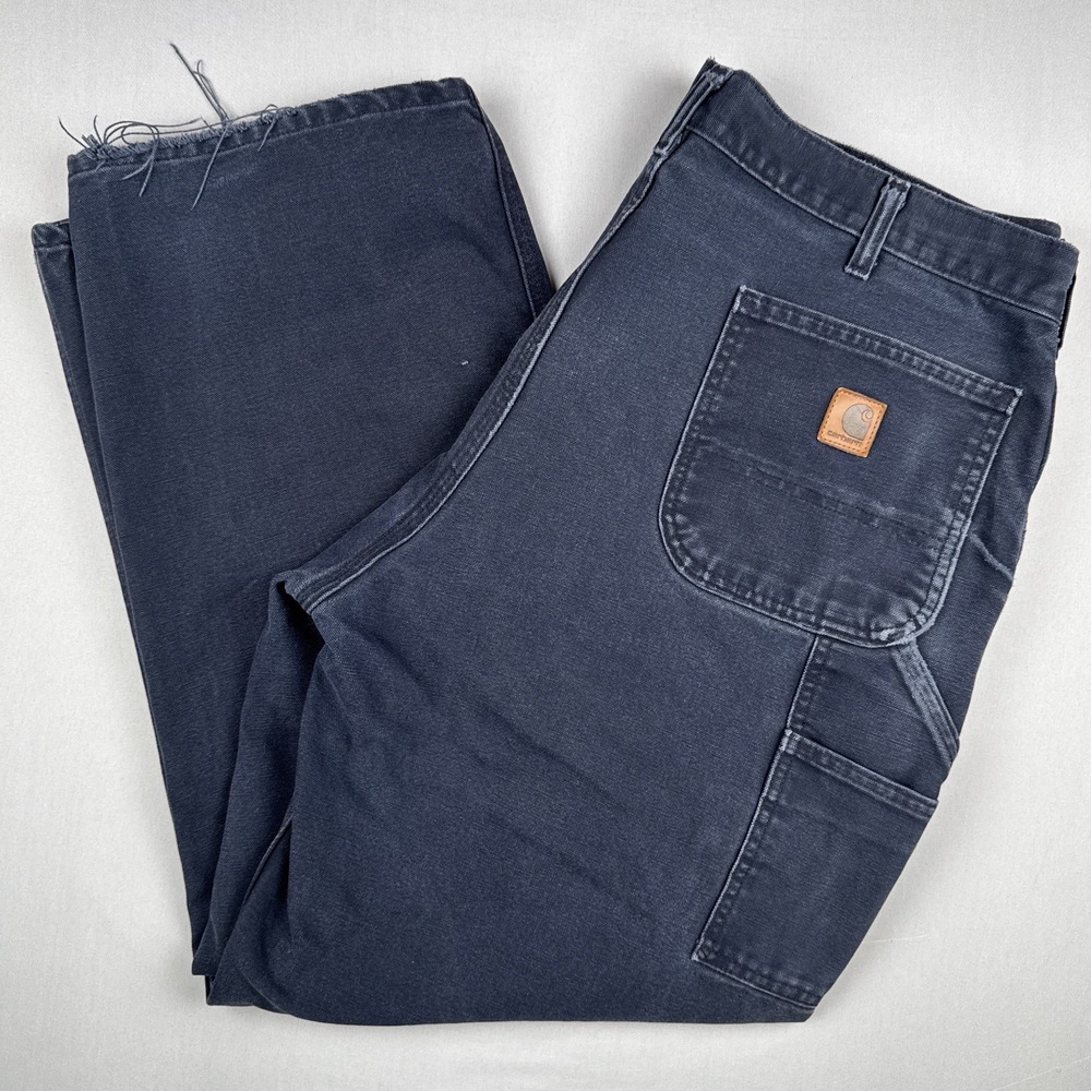 Carhartt B11 MDT Carpenter Pants 40x30 Faded Navy Blue Distressed Workwear